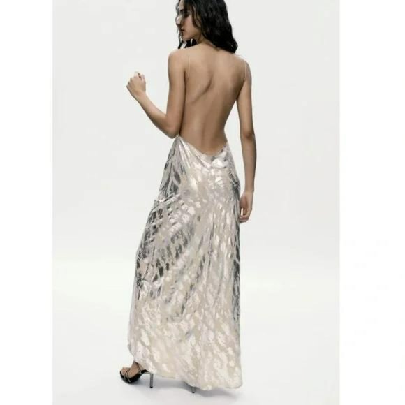 ZARA FOIL PRINT SLIP DRESS - Picture 4 of 6